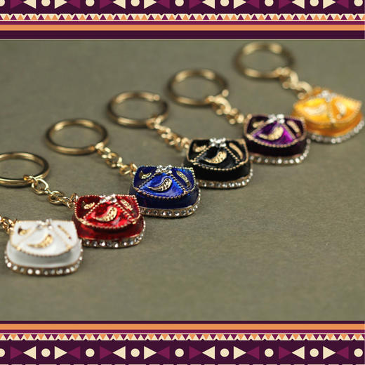 民族花帽钥匙扣男款3件起包邮【颜色随机发】 商品图2