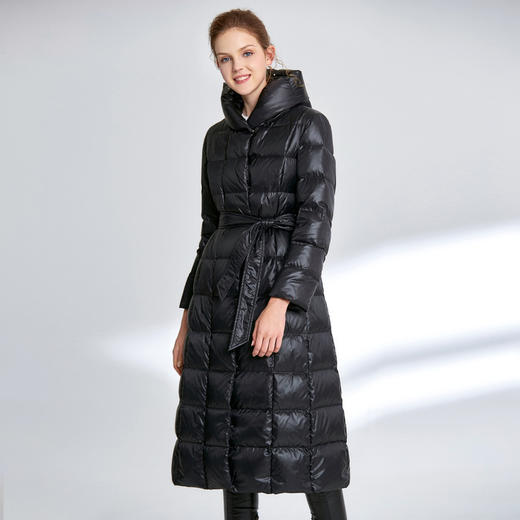 EITIE爱特爱女装冬新品时尚收腰连帽长款羽绒服面包服显瘦D1911321 商品图2
