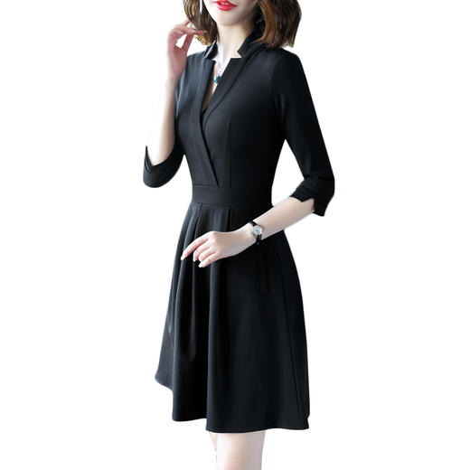 丁摩 优雅女人小黑裙七分袖打底连衣裙18-88DB99-24.05.31 商品图4