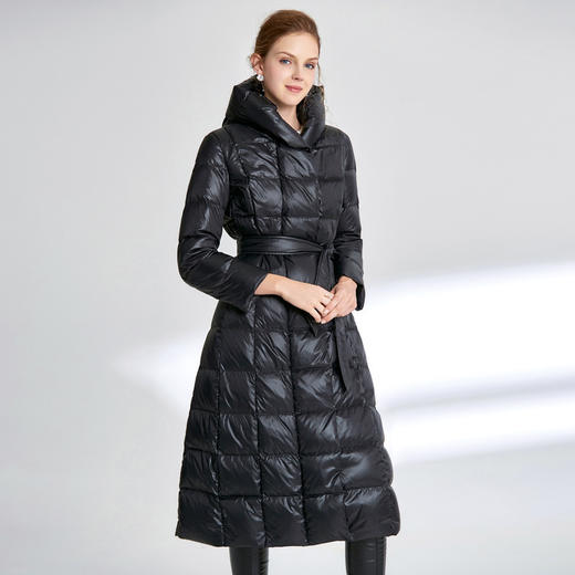 EITIE爱特爱女装冬新品时尚收腰连帽长款羽绒服面包服显瘦D1911321 商品图1
