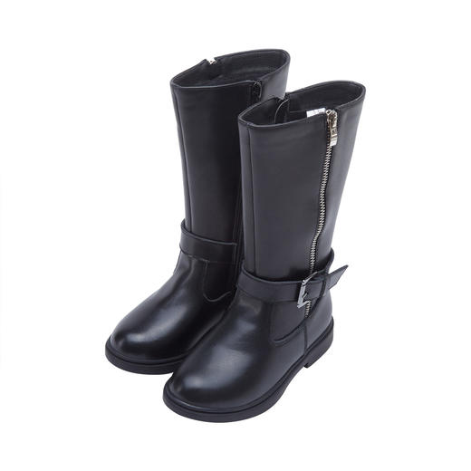 笛莎童鞋女童皮靴2019冬季新款中大童时尚洋气加绒小女孩长筒皮靴