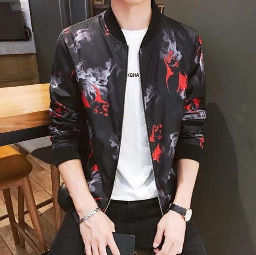 【服饰鞋包】外套男秋季港风休闲棒球领夹克男潮牌多款印花外衣潮流薄款上衣男 商品图0