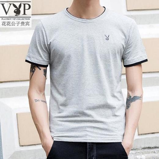 【男士T恤】夏季新款纯棉短袖t恤男式圆领纯色修身打底衫 商品图0
