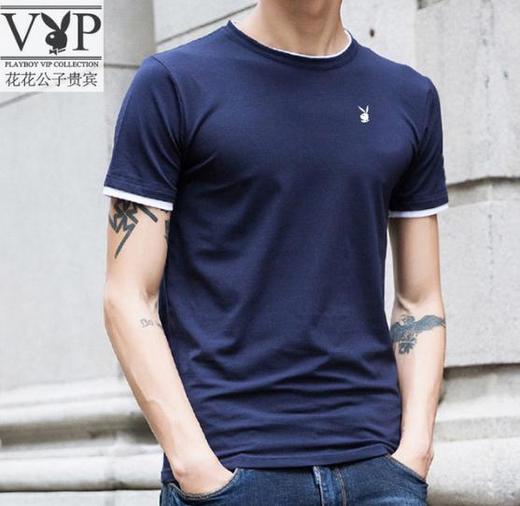 【男士T恤】夏季新款纯棉短袖t恤男式圆领纯色修身打底衫 商品图2