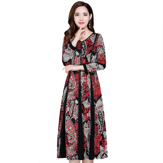 YWE-19ZQ55秋季新款印花时尚气质优雅连衣裙 商品图4