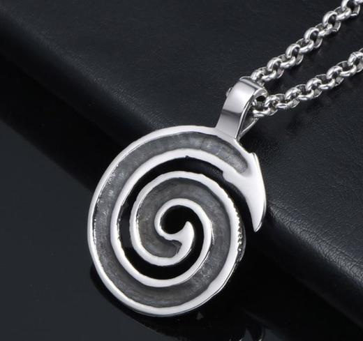 【首饰】时尚钛钢饰品古典花纹螺旋圆项链时尚犄角吊坠配件朋克 商品图2