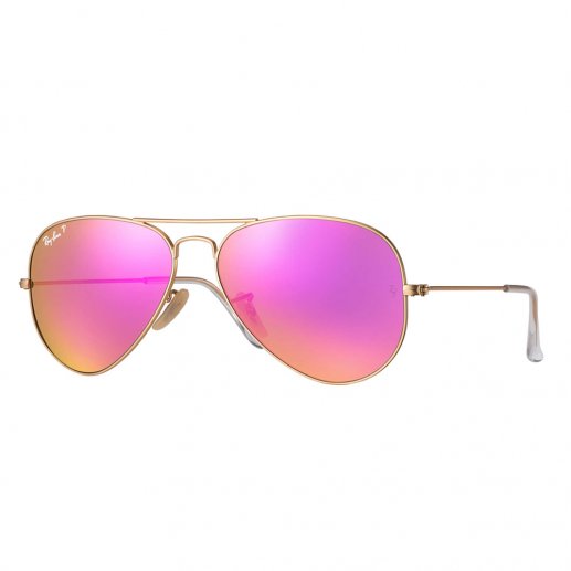 RAY BAN雷朋通用飞行员系列炫彩玫红色闪光玻璃镜片金色金属框偏光飞行员形墨镜 蛤蟆镜 太阳镜 RB3025 112/1QJPY带授权招加盟代理
