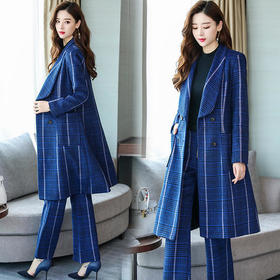 WZNH-WZ891159新款女士2019秋季修身洋气格子毛呢套装