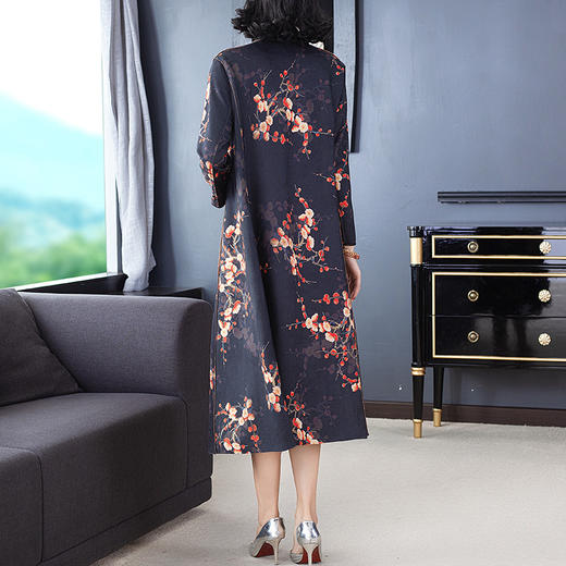 NYT-H03秋冬新款宽松大码时尚印花中国风优雅鹿皮绒风衣 商品图3