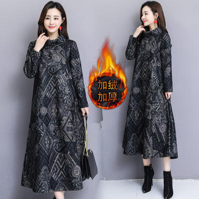 AHM-aawl909秋季新款气质加绒加厚毛呢连衣裙 商品图1