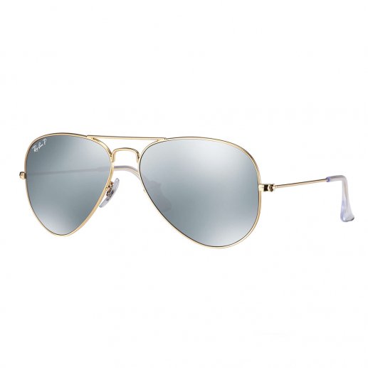 RAY BAN雷朋通用飞行员系列炫彩银色闪光玻璃镜片金色金属框偏光飞行员形墨镜 蛤蟆镜 太阳镜 RB3025 112/W3JPY带授权招加盟代理