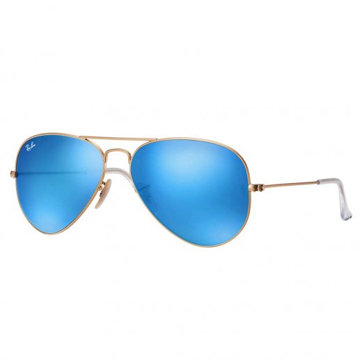RAY BAN雷朋通用飞行员系列炫彩蓝色闪光玻璃镜片金色金属框飞行员形墨镜 蛤蟆镜 太阳镜 RB3025 112/17JPY带授权招加盟代理