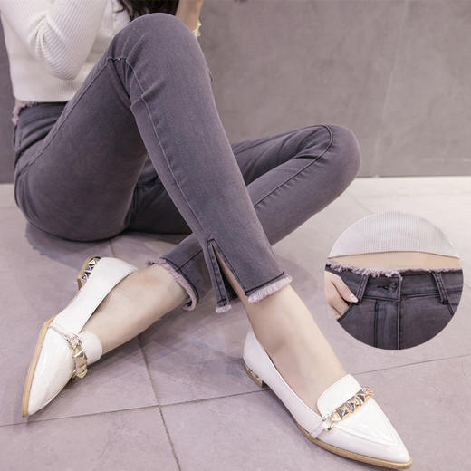 YLM-8960秋季新款女士高腰弹力牛仔裤女九分休闲外穿小脚打底裤 商品图1