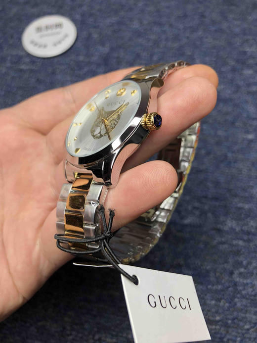 2019最新款 古驰Gucci 全钢G-timeless系列 猫头 经典三珠带女表 不锈精钢表带，进口石英机芯 表盘直径38mm 商品图3