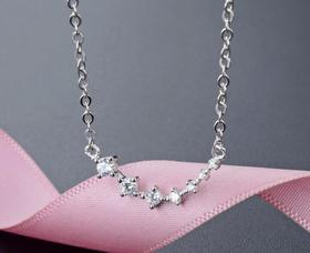 【首饰】s925纯银吊坠锁骨项链 女生镶锆石项饰
