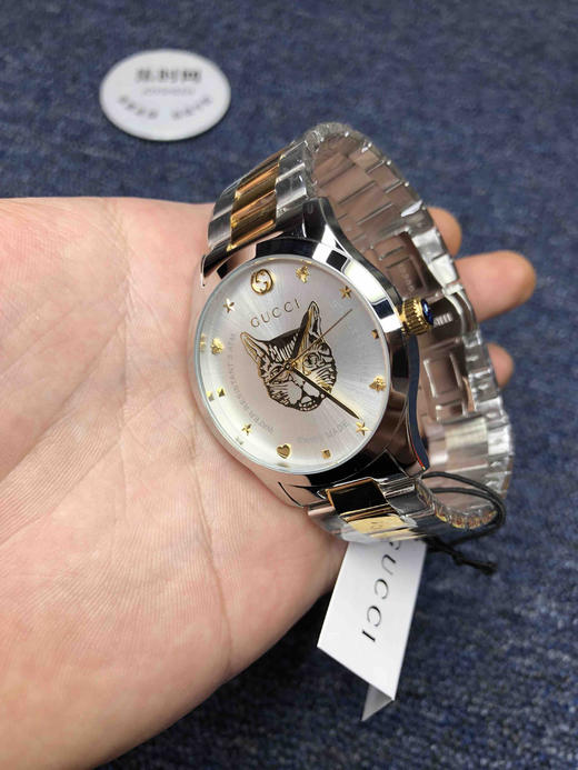2019最新款 古驰Gucci 全钢G-timeless系列 猫头 经典三珠带女表 不锈精钢表带，进口石英机芯 表盘直径38mm 商品图8