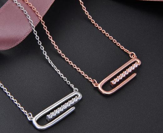 【首饰】时尚镶钻回形吊坠锁骨套链小清新 商品图0