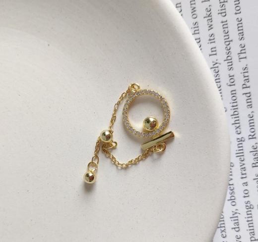 【首饰】925纯银指环金色戒简约百搭圆圈可调节戒指 商品图1