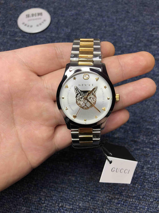 2019最新款 古驰Gucci 全钢G-timeless系列 猫头 经典三珠带女表 不锈精钢表带，进口石英机芯 表盘直径38mm 商品图0
