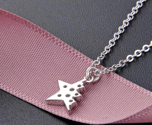 【首饰】s925纯银半星星个性镶锆石吊坠锁骨链套链 商品图2