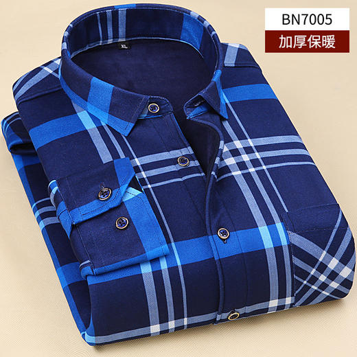 LY-BN秋季加绒加厚长袖衬衫男商务休闲中青年保暖衬衣 商品图2