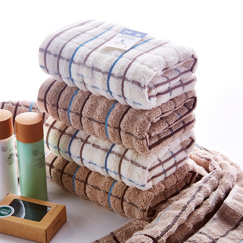 金号毛巾5条纯棉加厚吸水吸汗面巾 全棉柔软纱布经典格子情侣面巾GA1016