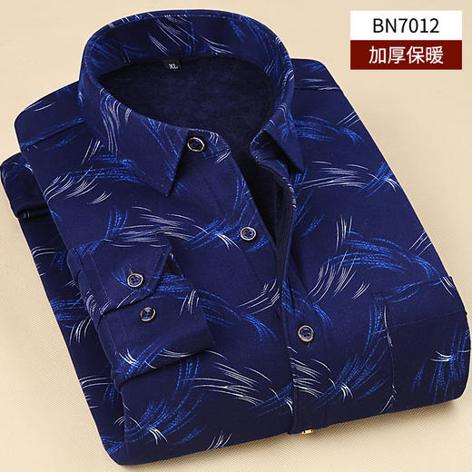 LY-BN秋季加绒加厚长袖衬衫男商务休闲中青年保暖衬衣 商品图1