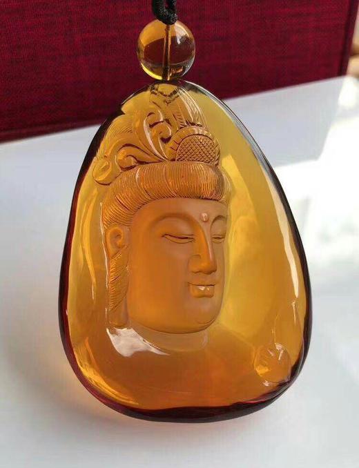 缅甸琥珀收藏精品25克大师吴柏松精湛雕工大慈大悲观世音菩萨端庄大方