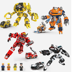 新款星堡二合一XB20001-4机甲世纪积木小颗粒玩具