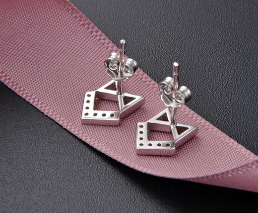 【首饰】s925纯银耳钉女小清新饰品镂空几何镶锆石耳饰 商品图2