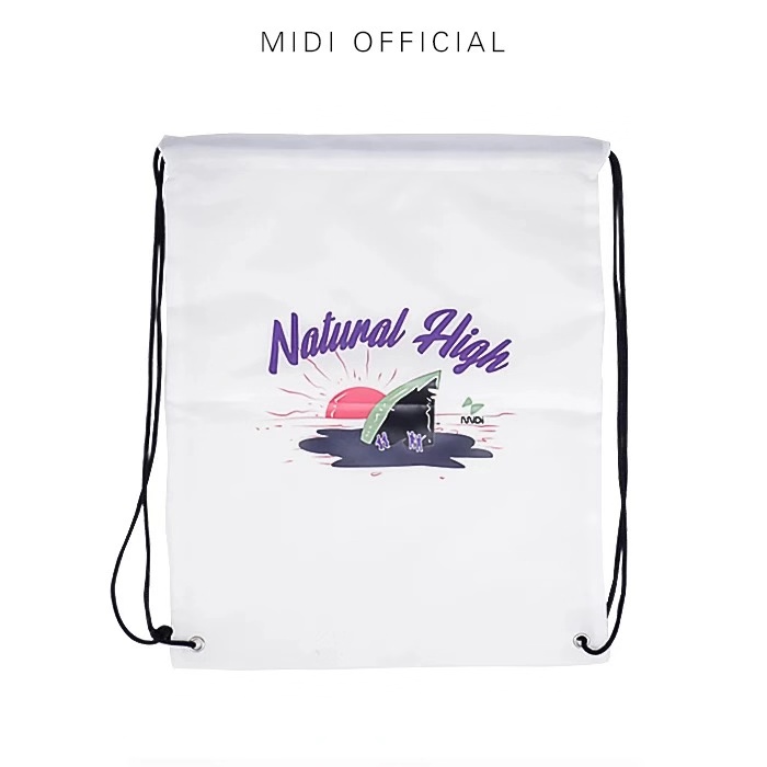 迷笛白色款抽绳背包