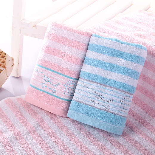 金号毛巾纯棉3条装提缎绣花面巾卡通可爱情侣款RA262H包邮条纹手巾 商品图4