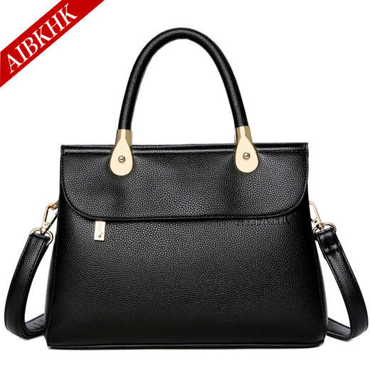 QQG-S9189新款简约大气真皮女包时尚手提包单肩斜跨中年妈妈包 商品图1