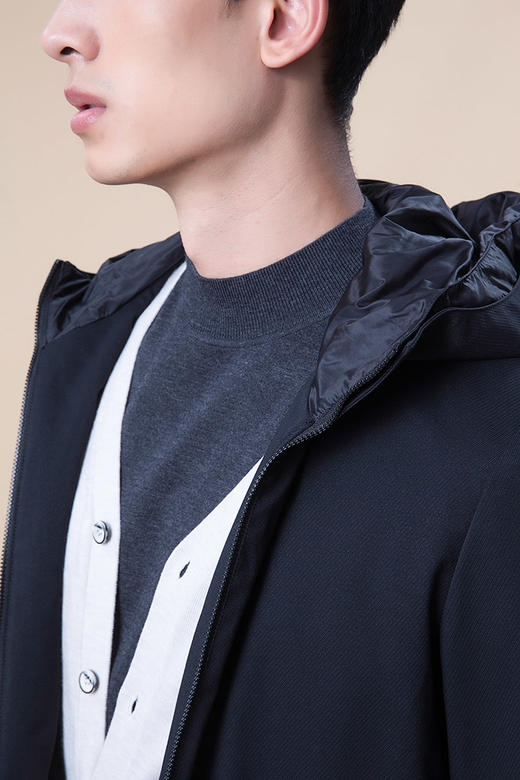 callisto黑色夹棉连帽风衣 功能性面料  FNFES020BK 商品图2