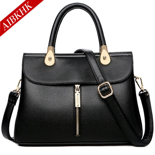 QQG-S9189新款简约大气真皮女包时尚手提包单肩斜跨中年妈妈包 商品图0