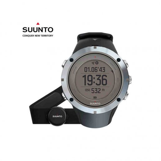 SUUNTO颂拓男式ambit3拓野3HR50mm表盘银灰色表盘黑色表带蓝宝石表面户外运动登山GPS心率跑步游泳手表JPY带授权招加盟代理