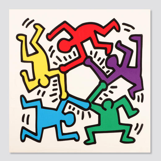 棉印花小方巾（Keith Haring街头绘画艺术家作品） 商品图0