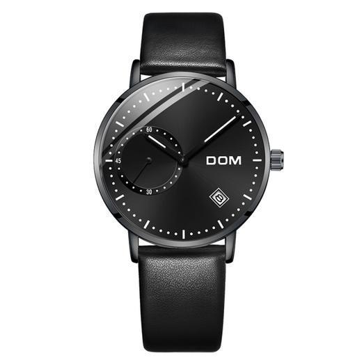 一般贸易多姆dom手表男士时尚潮流三针夜光石英钟表m302bl1m黑盘皮带