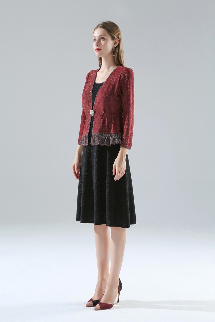 nhjs8305气质连衣裙大码洋气两件套装