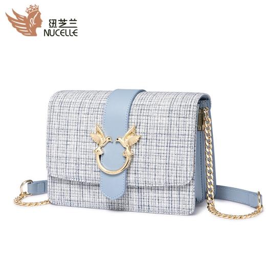 【一般贸易】【授权商品】纽芝兰（NUCELLE） 春夏新款格纹链条燕子女包 清新蓝453 商品图0