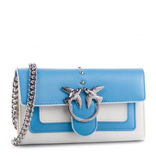 【香港直邮】QHSS19 Pinko 品高 女士牛皮白色拼蓝色挎包 1P21CJ-Y5FFZE5 商品图0