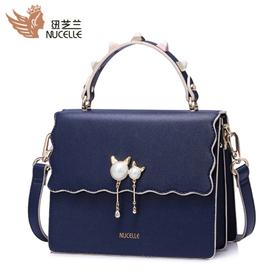 【一般贸易】【授权商品】纽芝兰（NUCELLE） 新款韩版猫咪珍珠女包 气质宝蓝 有夹层149