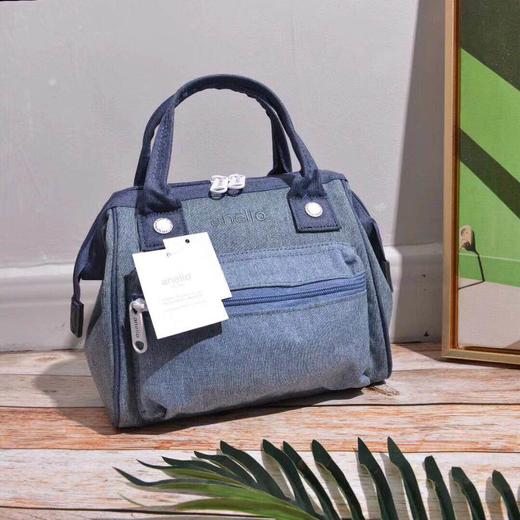 【一般贸易】anello日本潮流新款麻衣布斜跨三用包 大号 牛仔拼色 商品图0