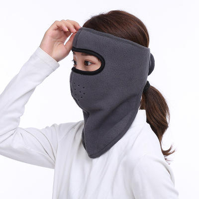 秋冬蒙面保暖大口罩户外骑行全脸防护护颈护额防寒围脖摇粒绒面罩