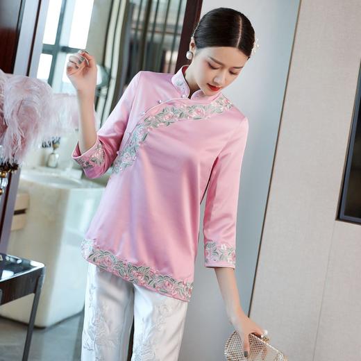 RFG-秋季新款民族风刺绣改良重工立领绣斜襟系扣上衣外套 商品图3