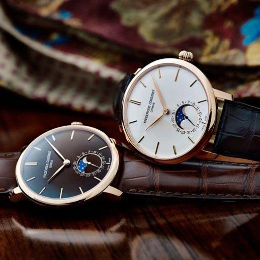 Frederique Constant 康斯登男式银色表盘黑色指针玫瑰金镀金精钢外壳深棕色鳄鱼皮表带高品质 fc-705自动机芯机械表 防水腕表 FC-705V4S4JPY带授权招加盟代理 商品图4