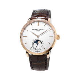 Frederique Constant 康斯登男式银色表盘黑色指针玫瑰金镀金精钢外壳深棕色鳄鱼皮表带高品质 fc-705自动机芯机械表 防水腕表 FC-705V4S4JPY带授权招加盟代理