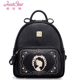 【一般贸易】【授权商品】欧时纳（JUST STAR）2019春夏韩版时尚女士双肩包 子夜黑936