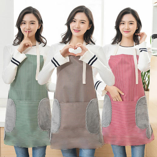 【可擦手设计 防油防污】牛津布防油污擦手围裙  珊瑚绒材质擦手吸水 可调节卡扣 穿戴方便 厨房防油罩衣 商品图4