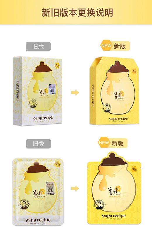 韩国春雨papa recipe蜂蜜保湿补水面膜10片/盒 （新版）JPY带授权招加盟代理 商品图1